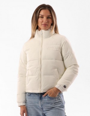 Russell Athletic Belle Cropped Ženske Puffer Jakna Bež | ZOMGXV451