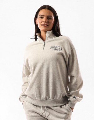 Russell Athletic Tribecca Oversized 1/4 Zip Ženske Džemper S Okruglim Ovratnikom Bež | CZYAIF516