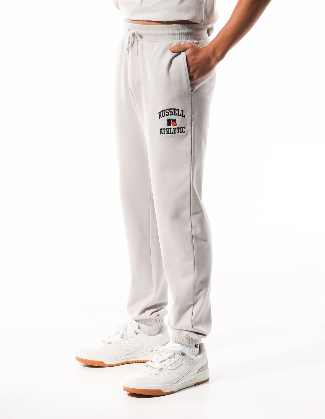 Russell Athletic Arch Logo Stripe Muške Track pants Bijele | YGHJUT806