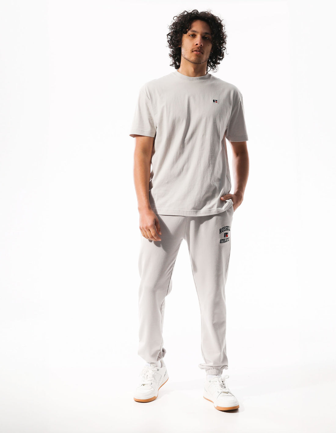 Russell Athletic Arch Logo Stripe Muške Track pants Bijele | YGHJUT806