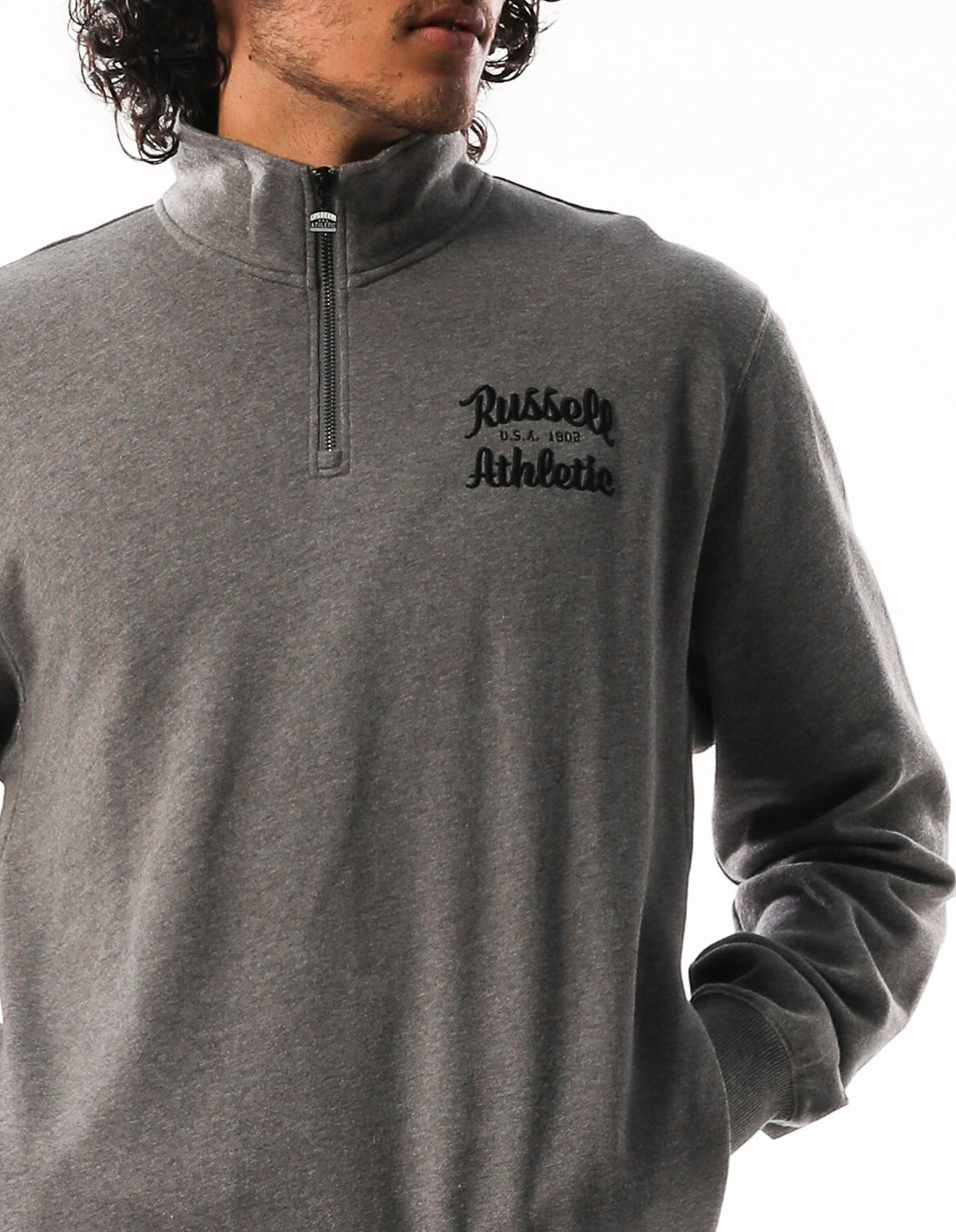 Russell Athletic Baseball Script 1/4 Zip Muške Top Tamno Sive | QFNMWY473