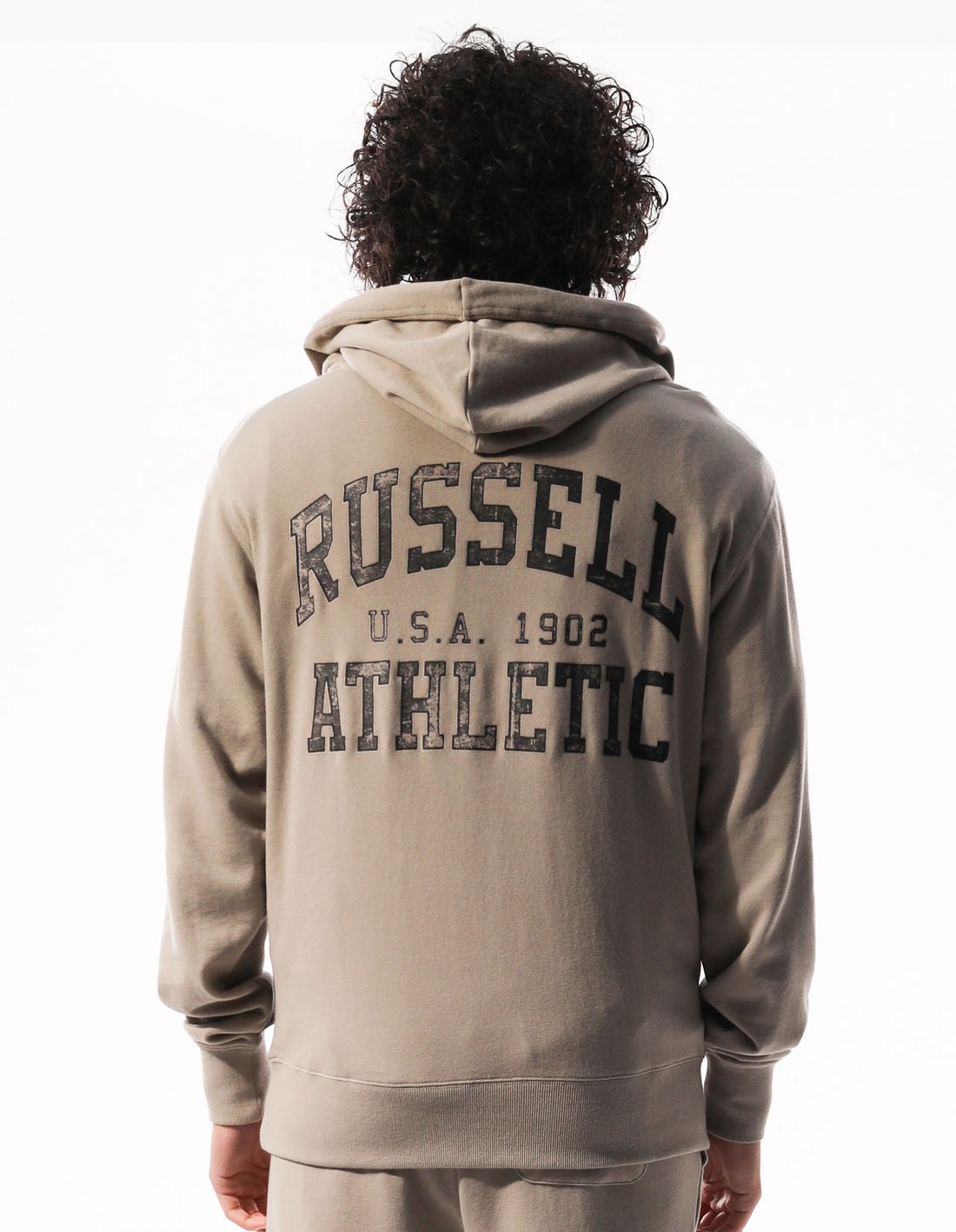 Russell Athletic Big Arch Distressed Muške Majica s Kapuljačom Kaki Boja | UMXSLH704