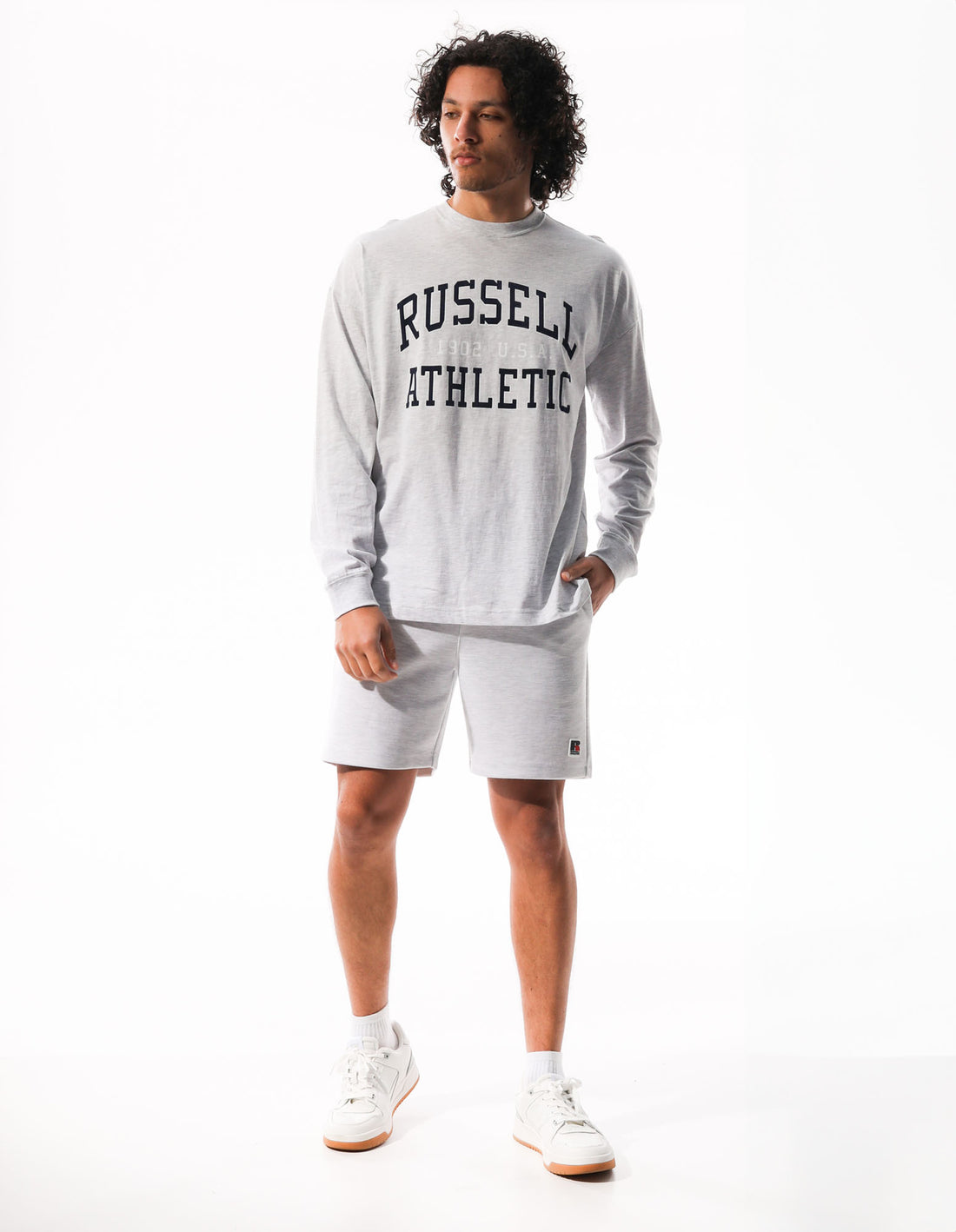 Russell Athletic Big Arch Outline Long Sleeve Muške Majice Svijetlo Sive | KZCDAX531