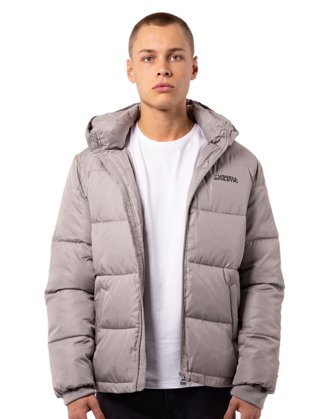 Russell Athletic Hamptonin Timber Muške Puffer Jakna Svijetlo Sive Smeđe | NFDBUA370