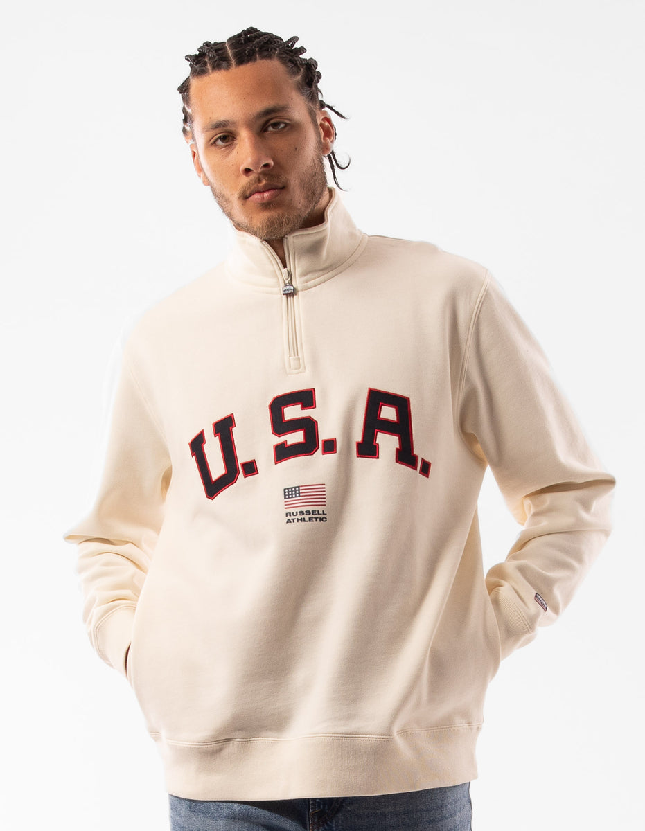 Russell Athletic Lewis 1/4 Zip Muške Top Bež | PYEAKO304