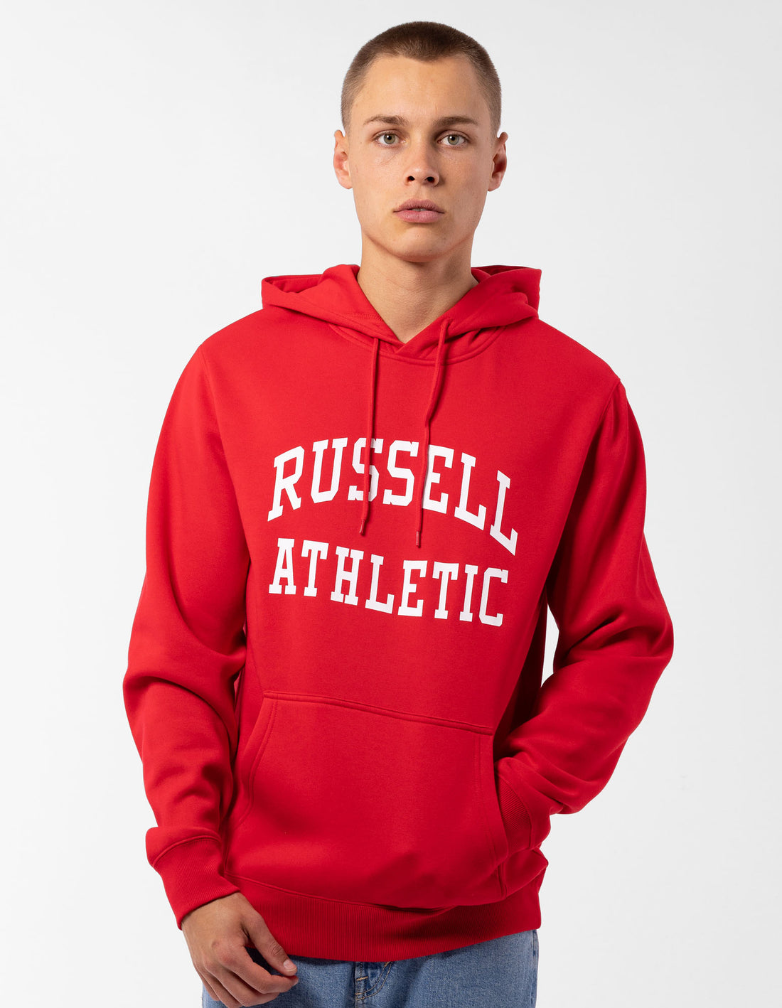 Russell Athletic Originals Arch Logo Muške Majica s Kapuljačom Crvene | GJHXRB498