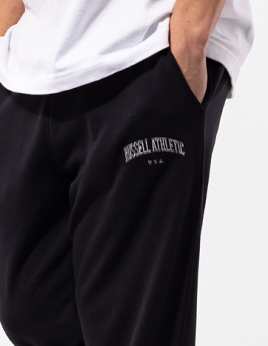 Russell Athletic Originals Big Arch Unbrushed Open Leg Muške Track pants Crne | QGEMAH752