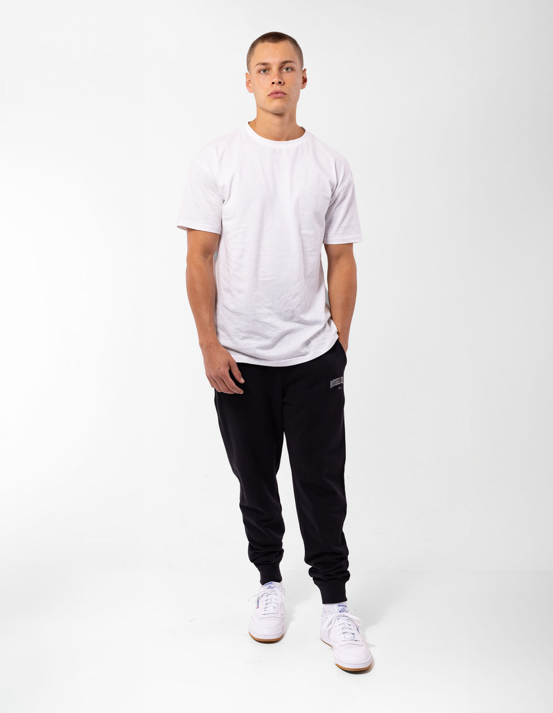 Russell Athletic Originals Big Arch Unbrushed Cuffed Muške Track pants Crne | XAUYDZ794