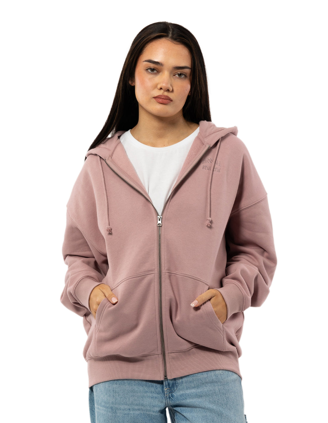 Russell Athletic Originals Embroidered Zip Through Ženske Jakne Roze | VZOTND345