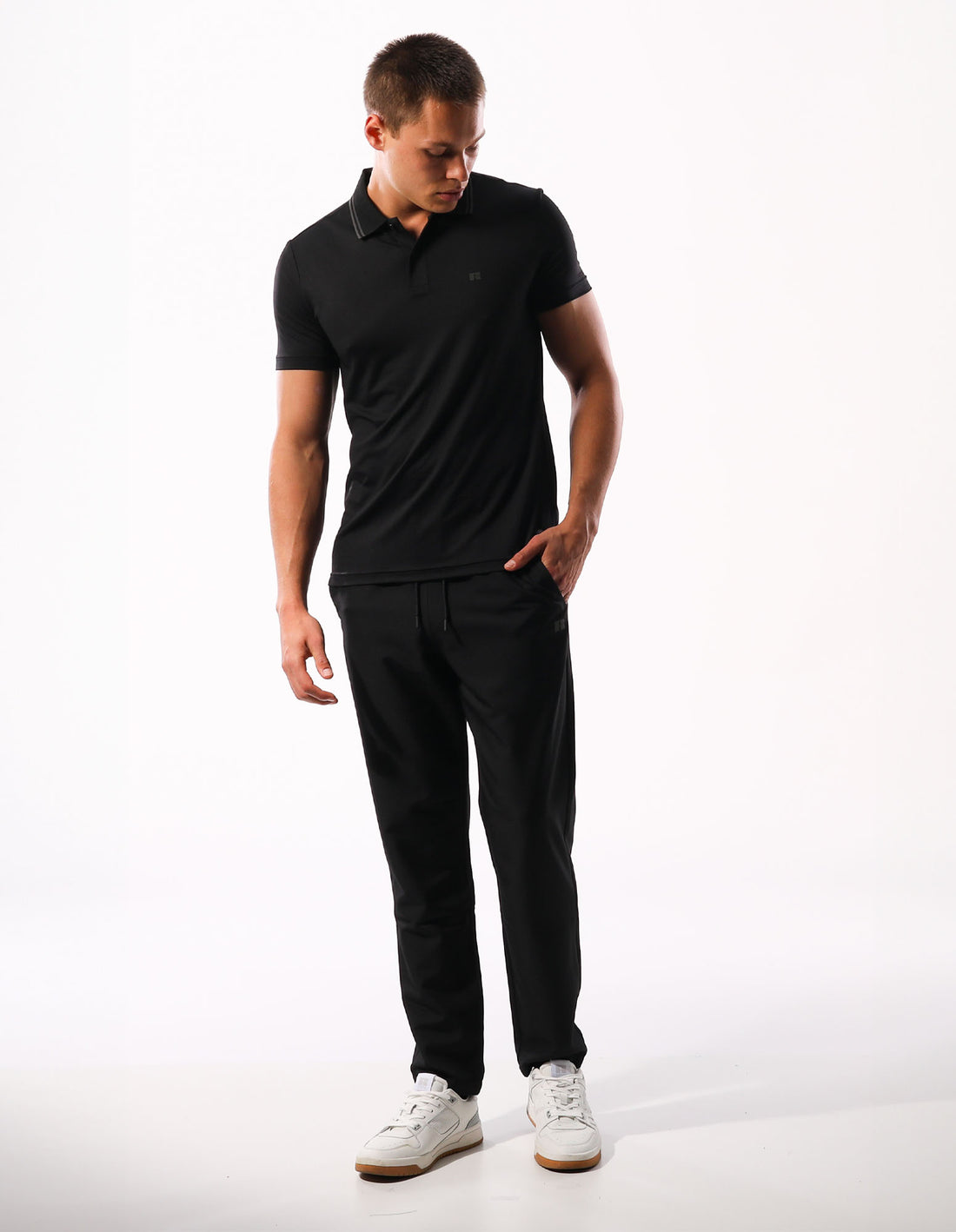 Russell Athletic R Logo Active Stretch Muške Track pants Crne | KRXODP059